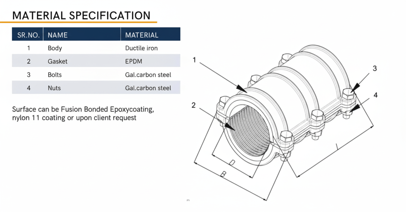 Wide Range Ductile Iron Repair Clamp PN10/PN16 - Image 2